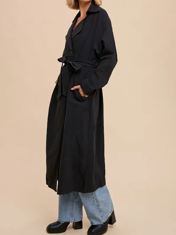 27 Long Line Double Breasted Trench Coat