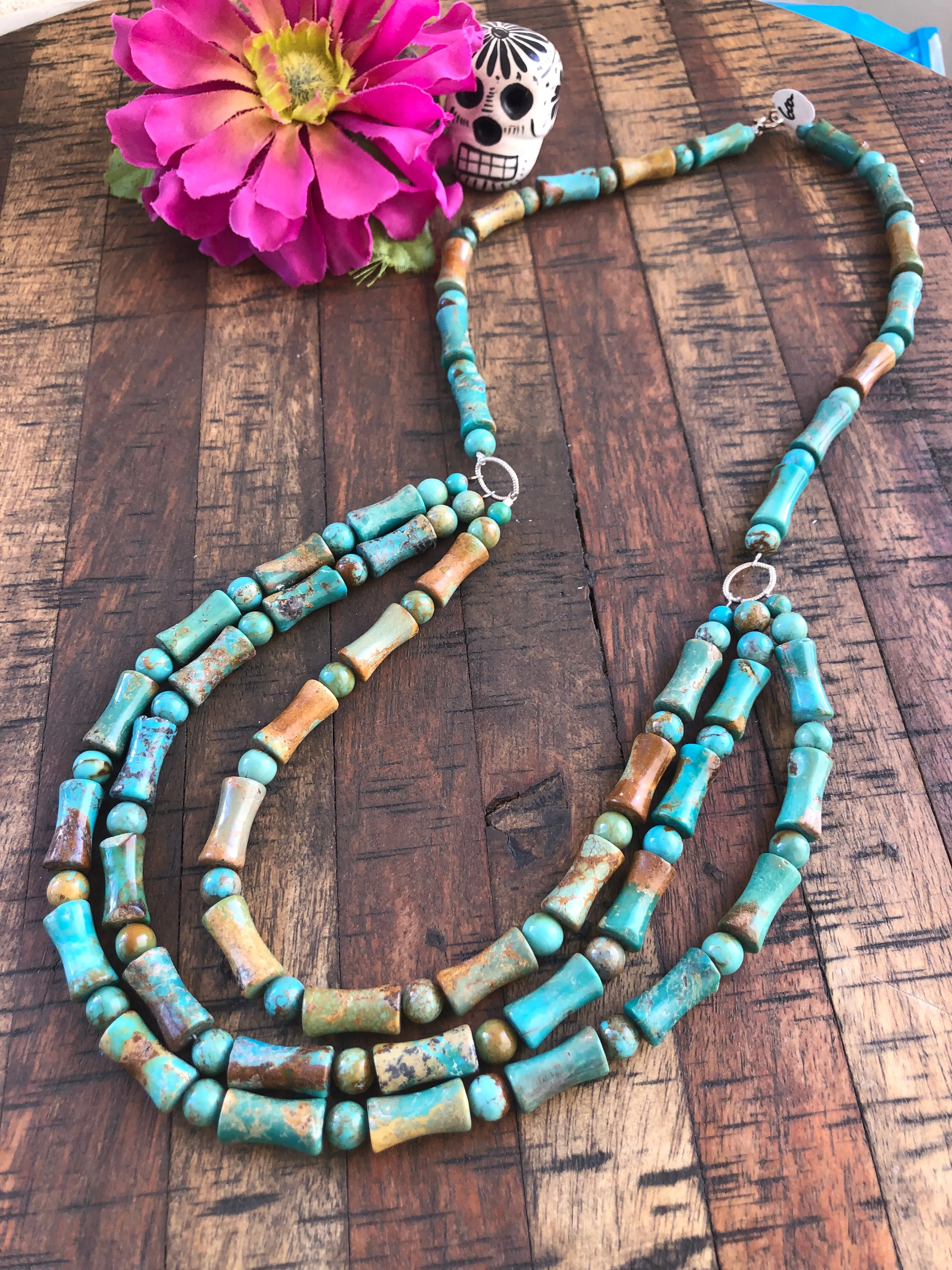 3 Strand Turquoise Beaded Necklace