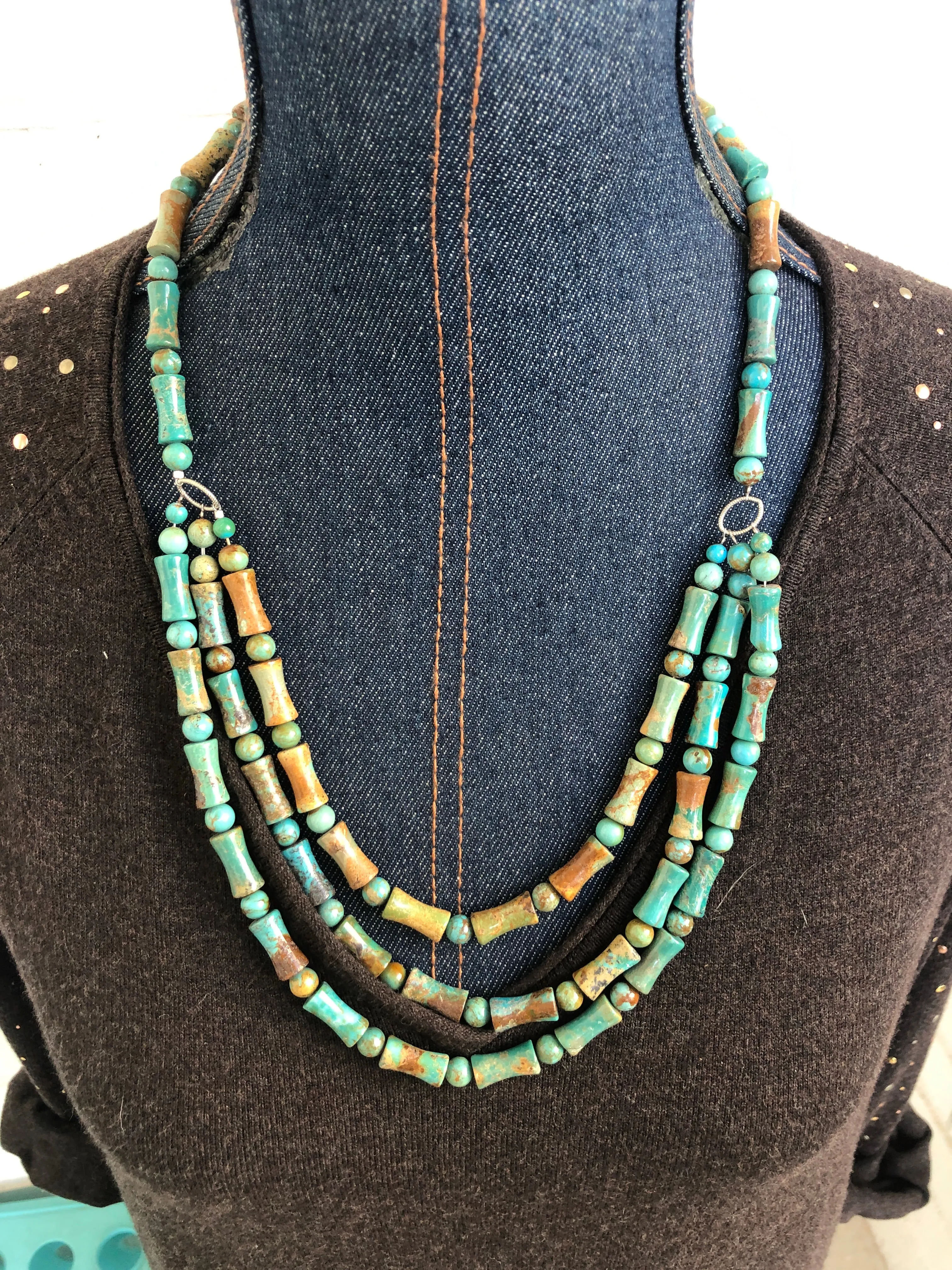 3 Strand Turquoise Beaded Necklace