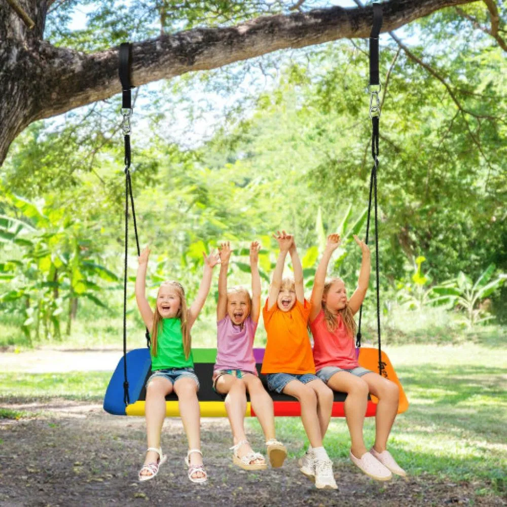 60 Inches Platform Tree Swing Outdoor with  2 Hanging Straps-Camouflage