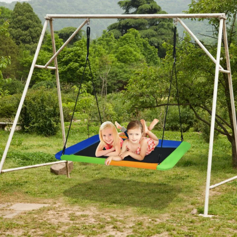 60 Inches Platform Tree Swing Outdoor with  2 Hanging Straps-Camouflage