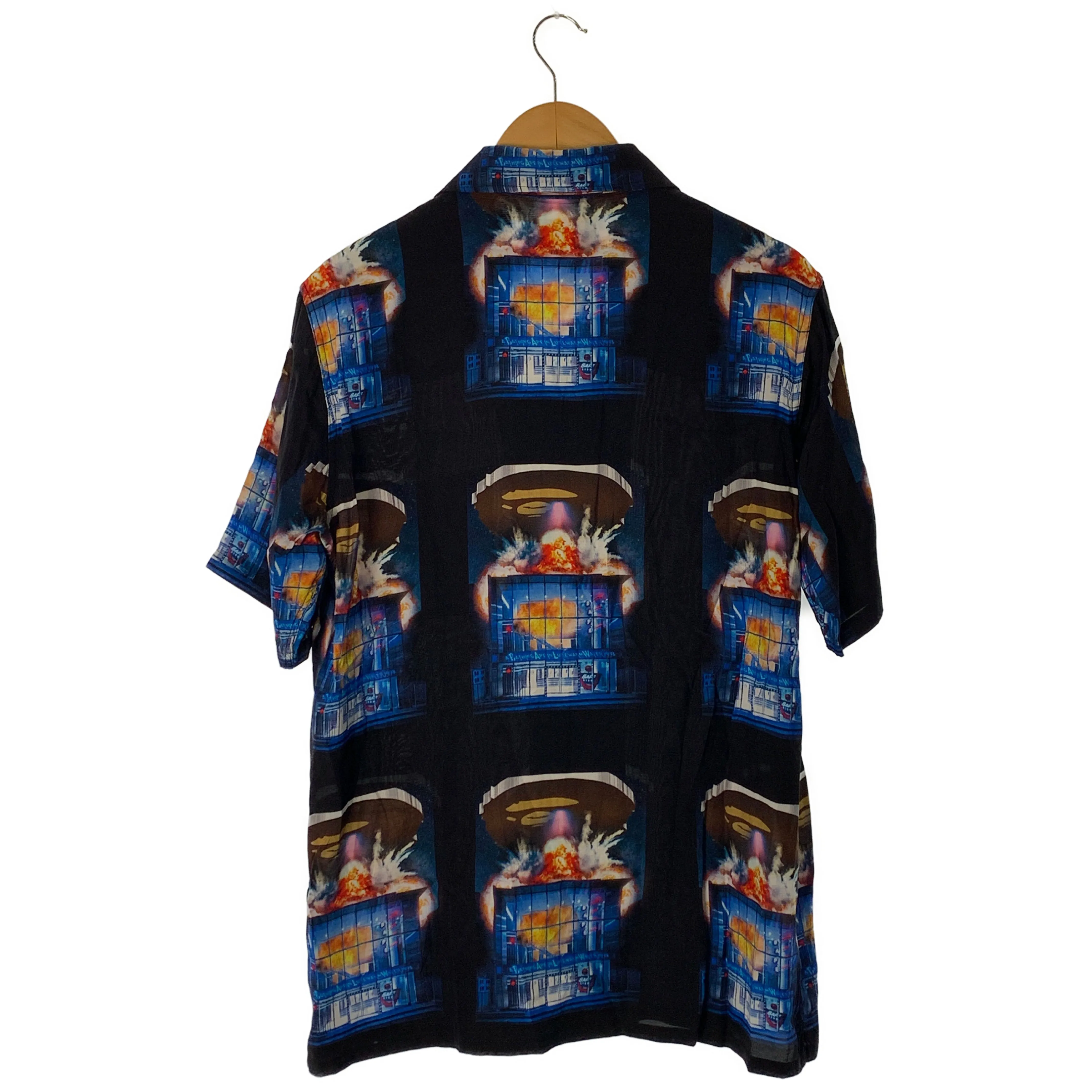 A BATHING APE/Hawaiian Shirt/L/BLK/Rayon/All Over Print