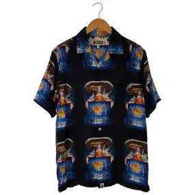 A BATHING APE/Hawaiian Shirt/L/BLK/Rayon/All Over Print