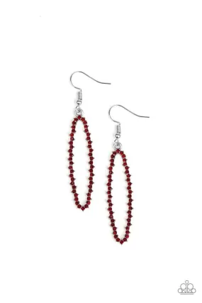 A Little GLOW-mance Red Rhinestone Earrings - Paparazzi Accessories