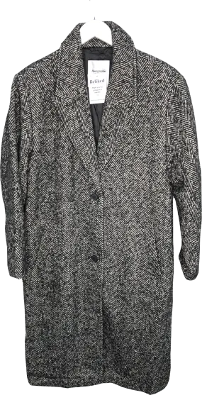 Abercrombie & Fitch Black Textured Tailored Topcoat UK XL