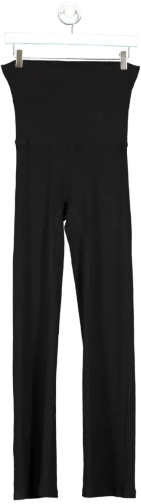 Adanola Black Ribbed Foldover Pants UK S