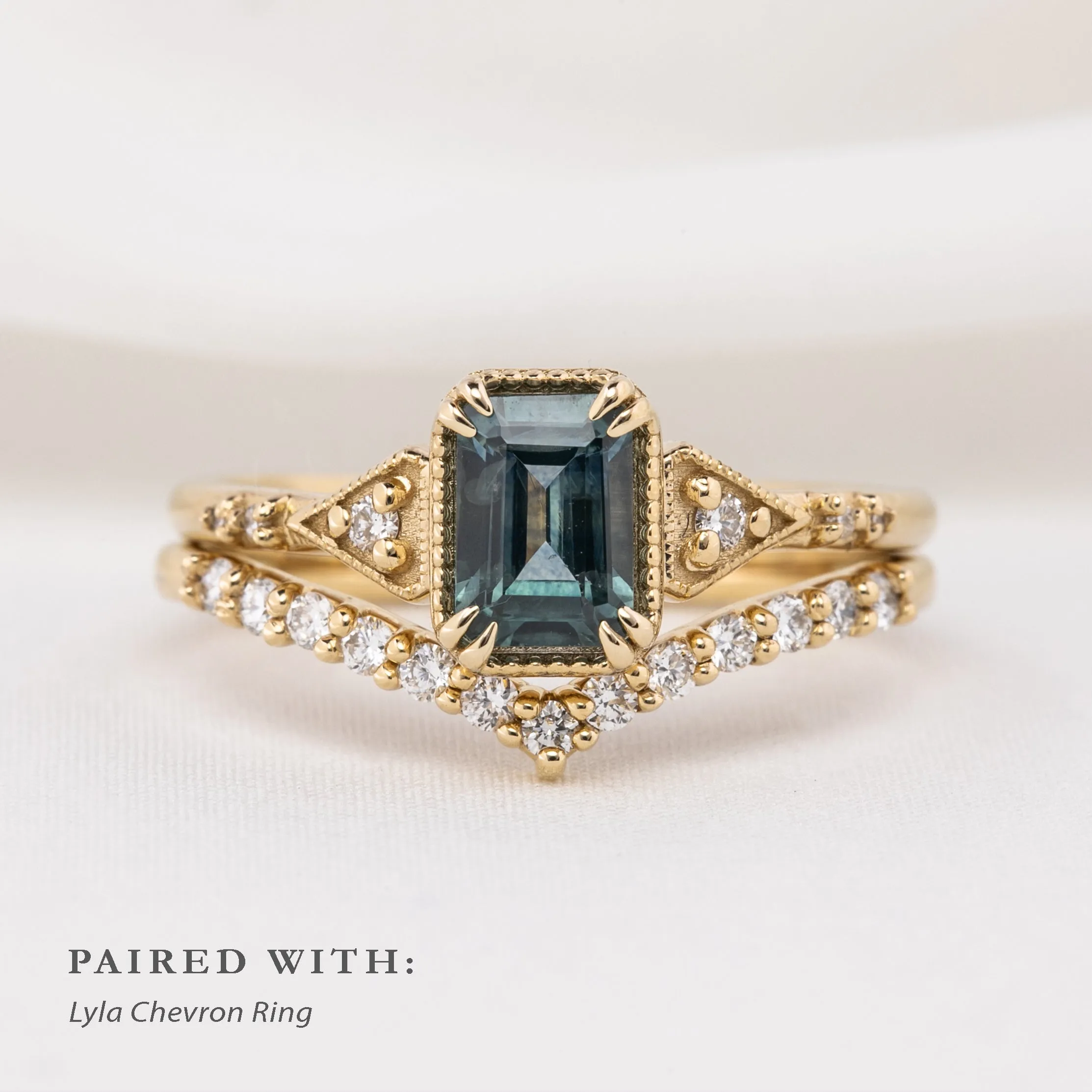 Agatha Ring 1.07ct Blue Green Montana Sapphire, 14k Yellow Gold (One of a kind)