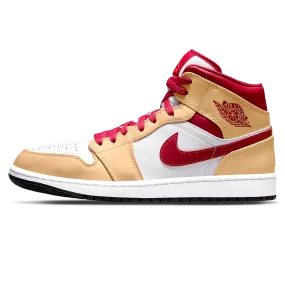 Air Jordan 1 Mid 'Light Curry Cardinal Red'