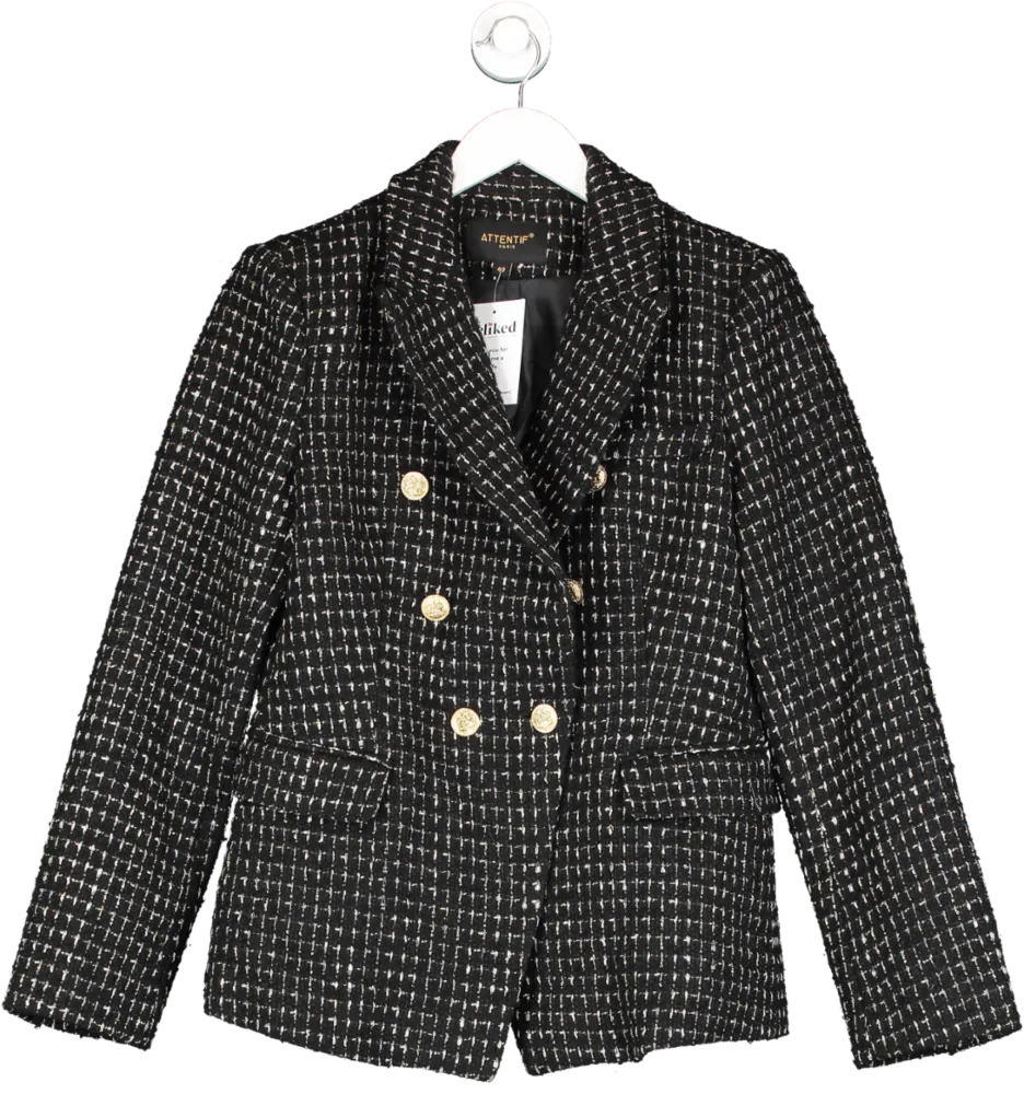 Attentif Black Eaton Tweed Blazer UK 12