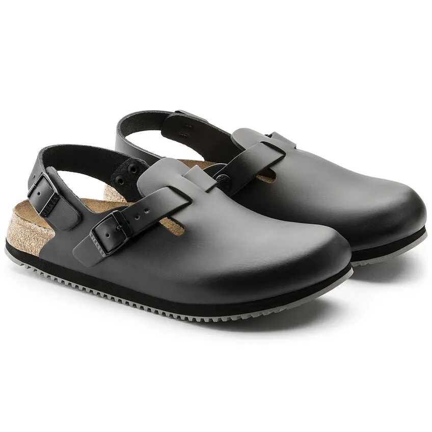 Birkenstock UNISEX Tokio Super Grip Leather (Black - Narrow Fit)