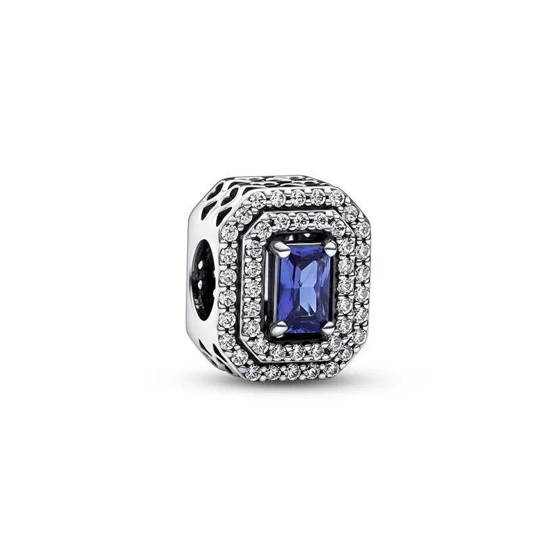 Blue Sparkling Levelled Rectangular Charm 792385C01