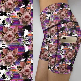 Cute Piggy  print   Bike  Gym shorts  BSD-01