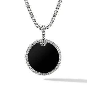 DY Elements Disc Pendant with Black Onyx and Pavé Diamond Rim