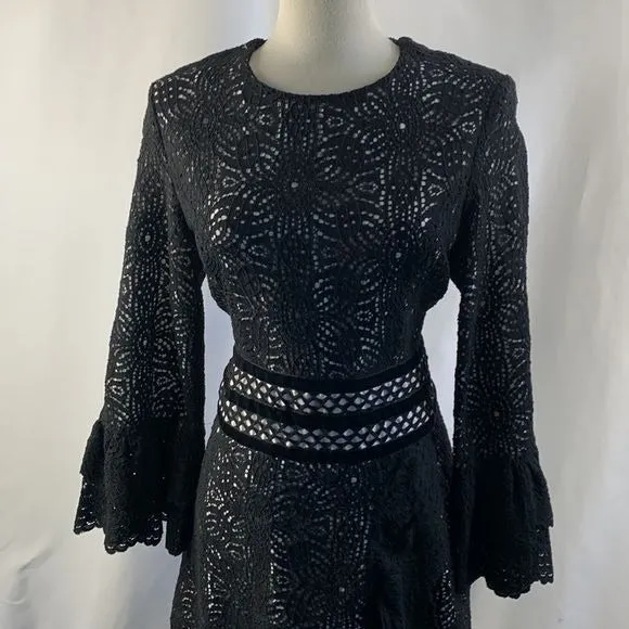 Erotokritos.Paris Black Lace Dress with ruffle trim.