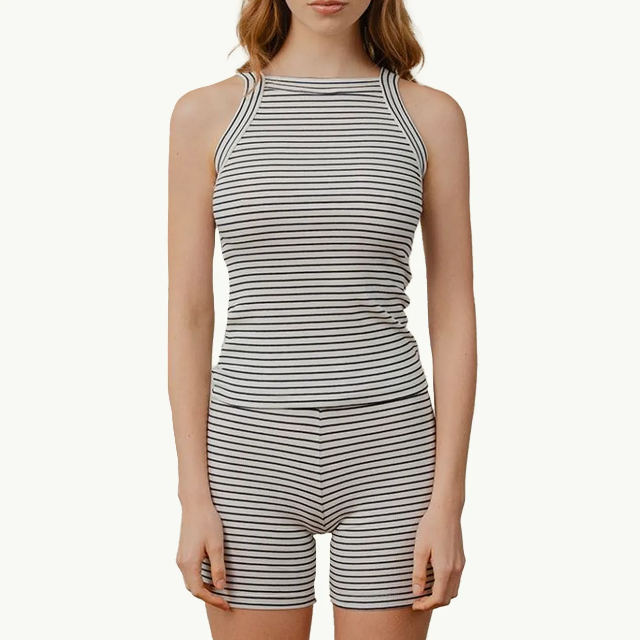 Essential Tank Rib - Navy Stripe