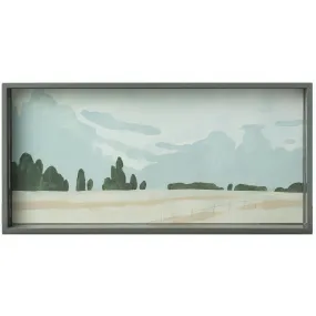 Farmland Landscape Rectangular Lacquer Art Serving Tray - 10 x 20