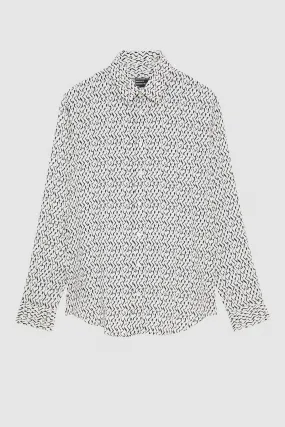 Geometric Off White Twill patterned shirt