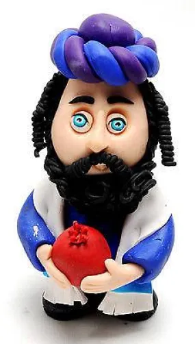 Jewish Figure Jewish guy holding a pomegranate Made of Clay Handmade Art