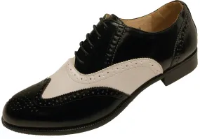 Majestic Men's Wingtip Two Tone Oxford Black and White Spectator Dress Shoes