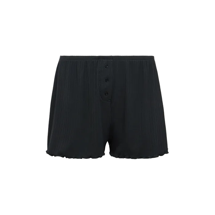 Mini Rib Cheeky Shorts | Black