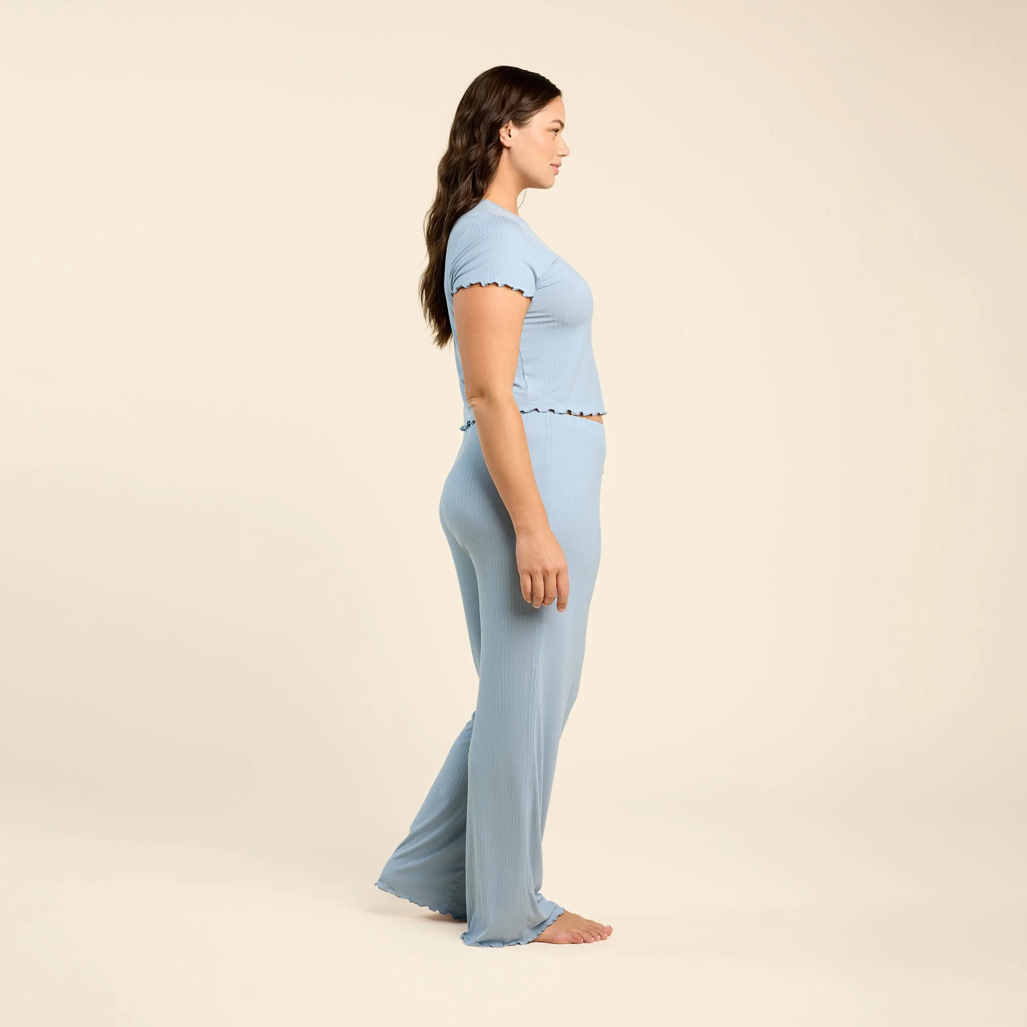 Mini Rib Pajama Set | Mist