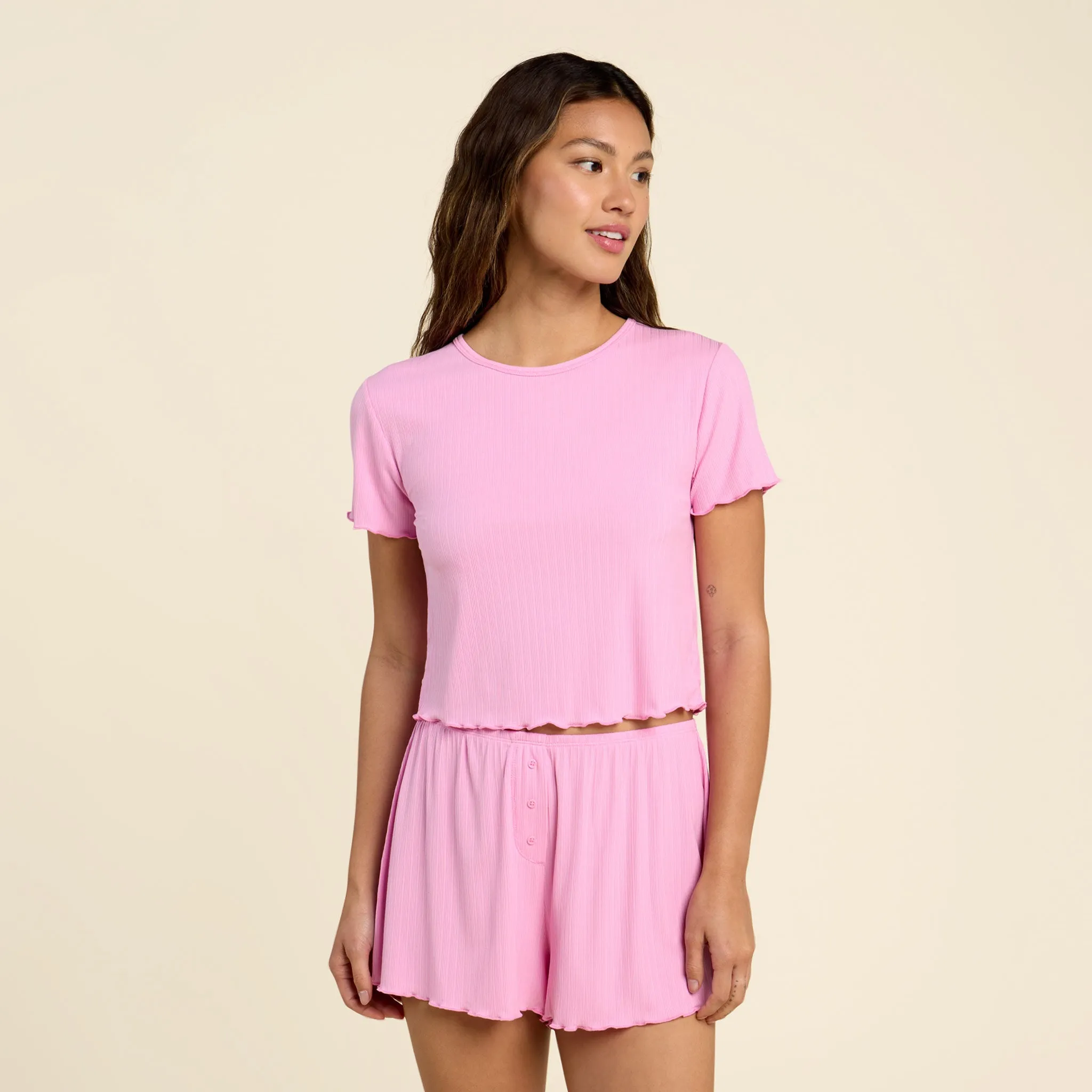 Mini Rib Tee | Bubblegum Pink