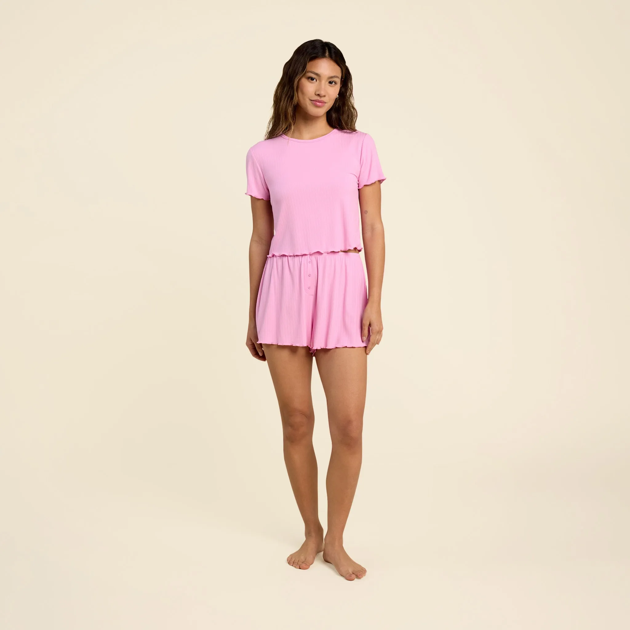 Mini Rib Tee | Bubblegum Pink