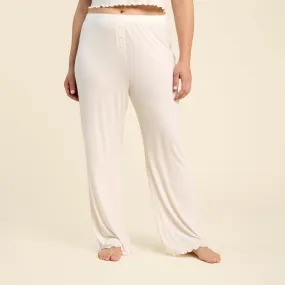 Mini Rib Wide Leg Pant | Pearl