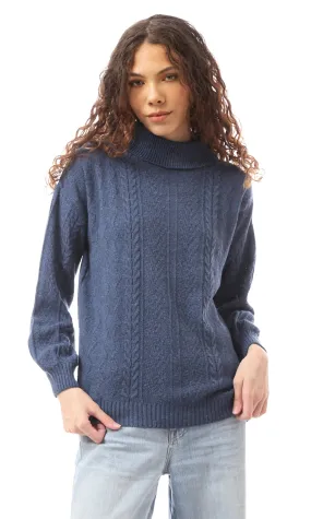 O169843 Navy Blue High Neck Pullover