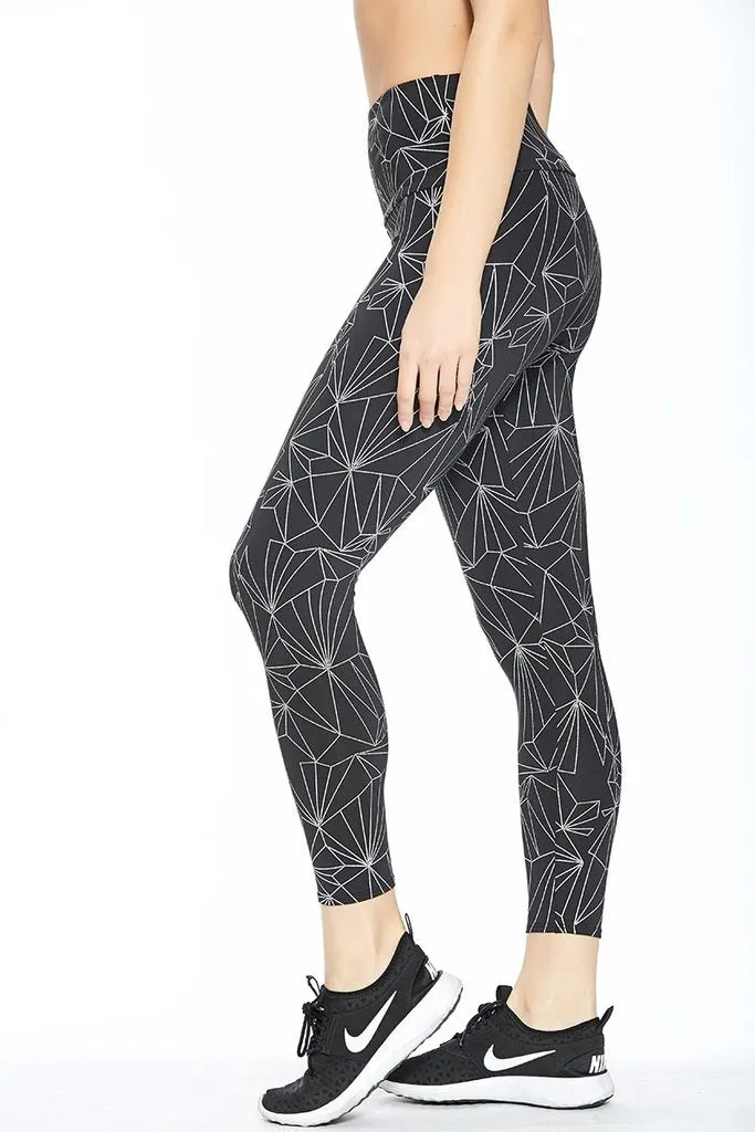 Onzie High Rise Midi Legging Black Reflective