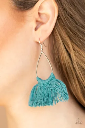 Paparazzi Accessories - Tassel Treat #E211/Bin/G16 - Blue Earrings