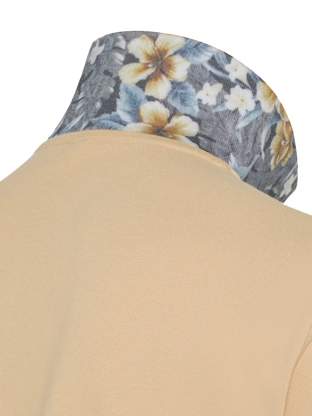 Polo Under Collar Print S/s - Beige