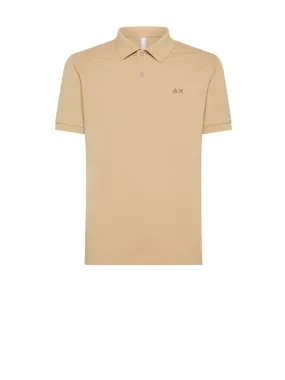 Polo Under Collar Print S/s - Beige