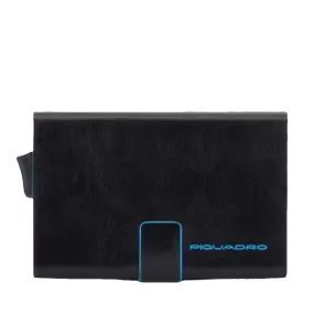 Portacarte PIQUADRO con RFID in Pelle e Alluminio Colore Nero Linea Blue Square - PP5961B2R