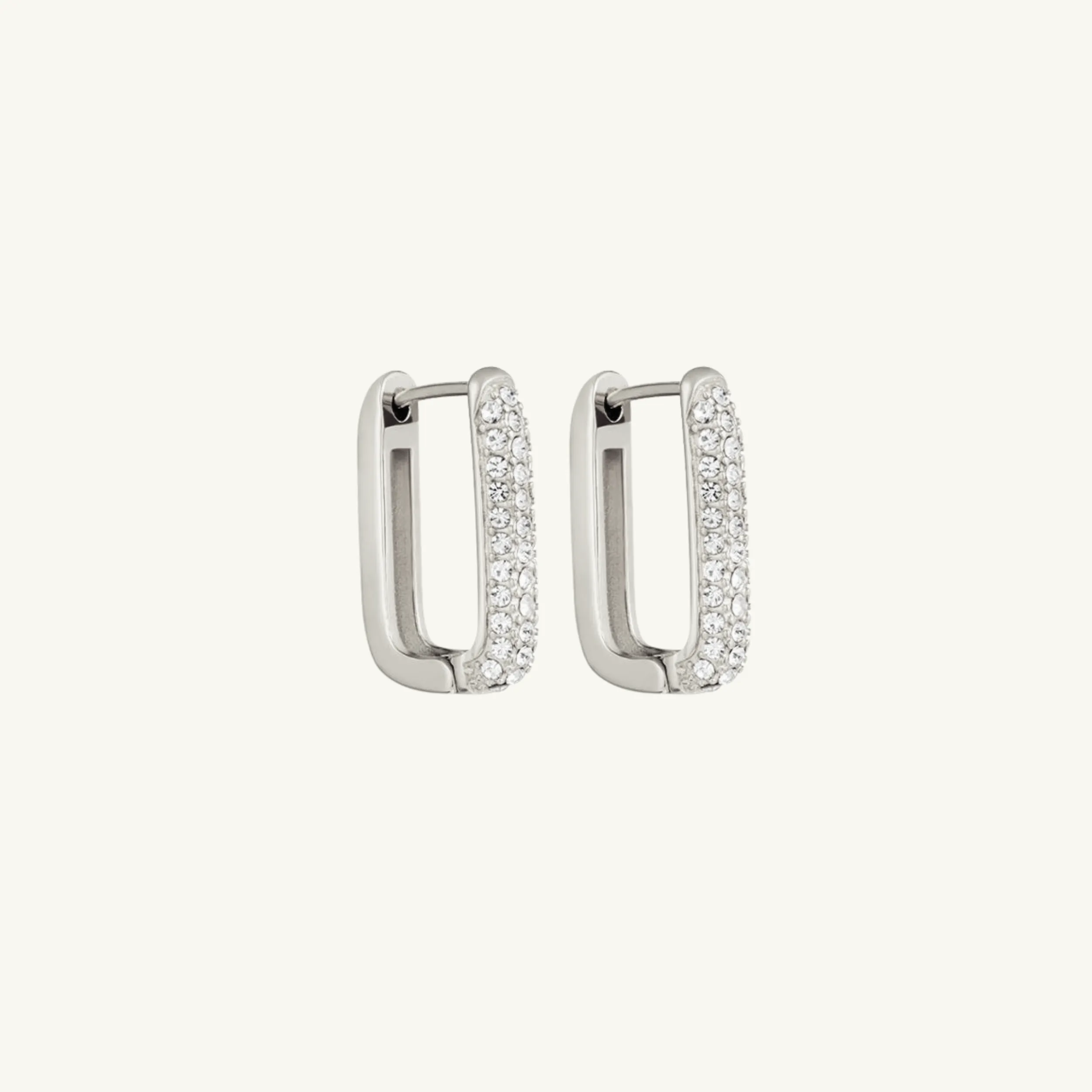 Shiny Chunky Rectangle Hoop Earring Giftset | Silver