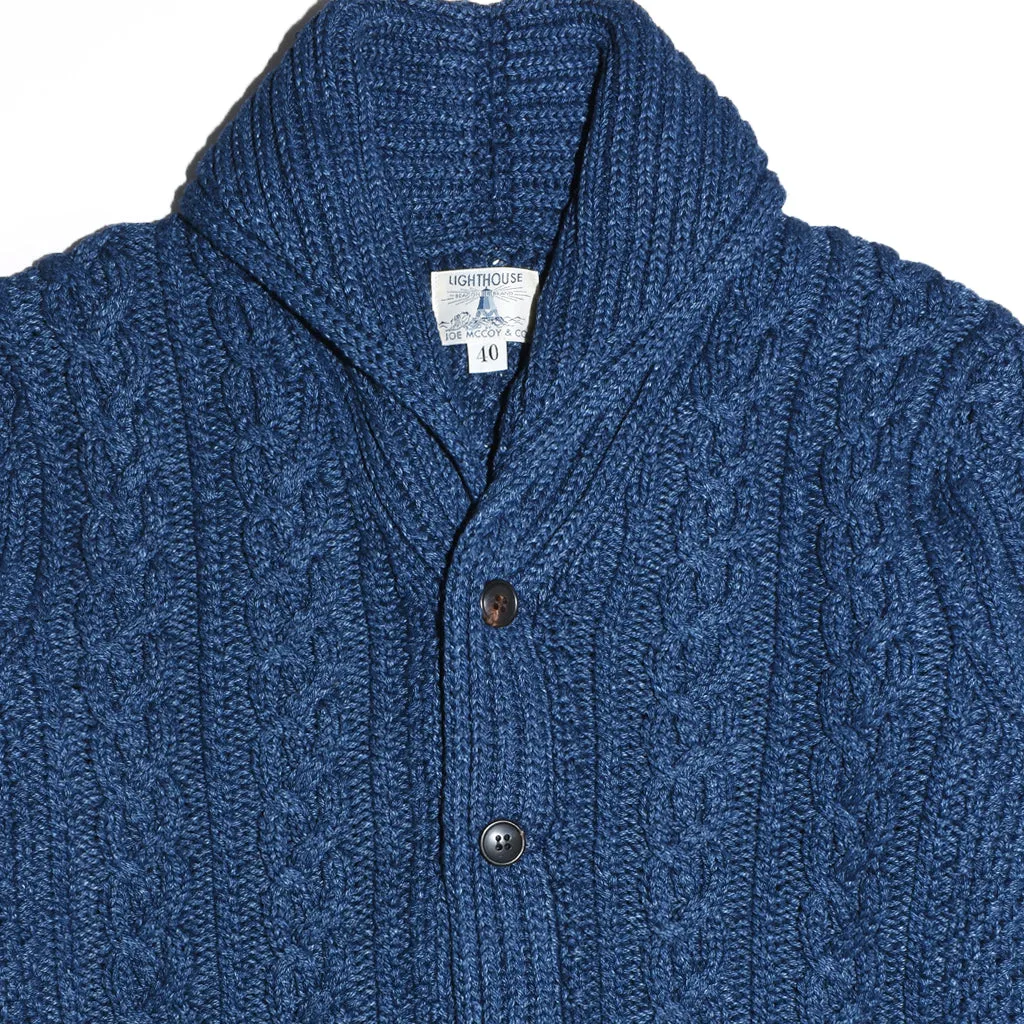 The Real McCoy's MC20003 Indigo Aran Shawl Collar Cardigan