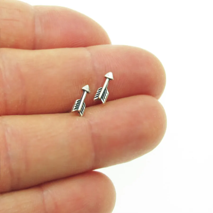 Tiny Sterling Silver Arrow Studs