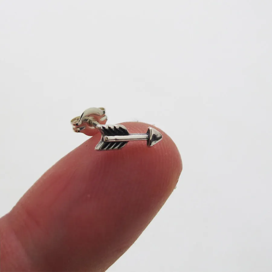 Tiny Sterling Silver Arrow Studs