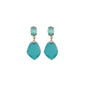 Turquoise Color Earrings Green Obsidian Inspired in The Mallorcan Sea