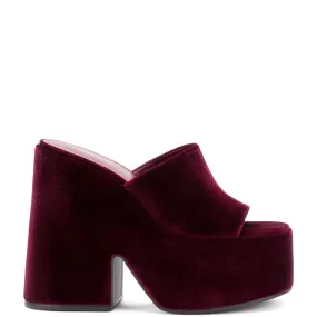 Wanda Platform Mule In Merlot Velvet